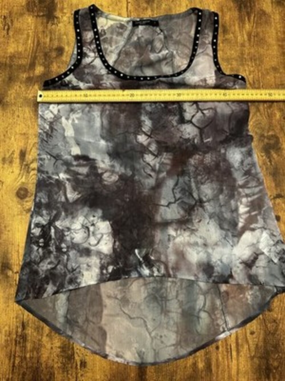 Just Jeans Studded Trim Marble Print High-Low Tank Top #374